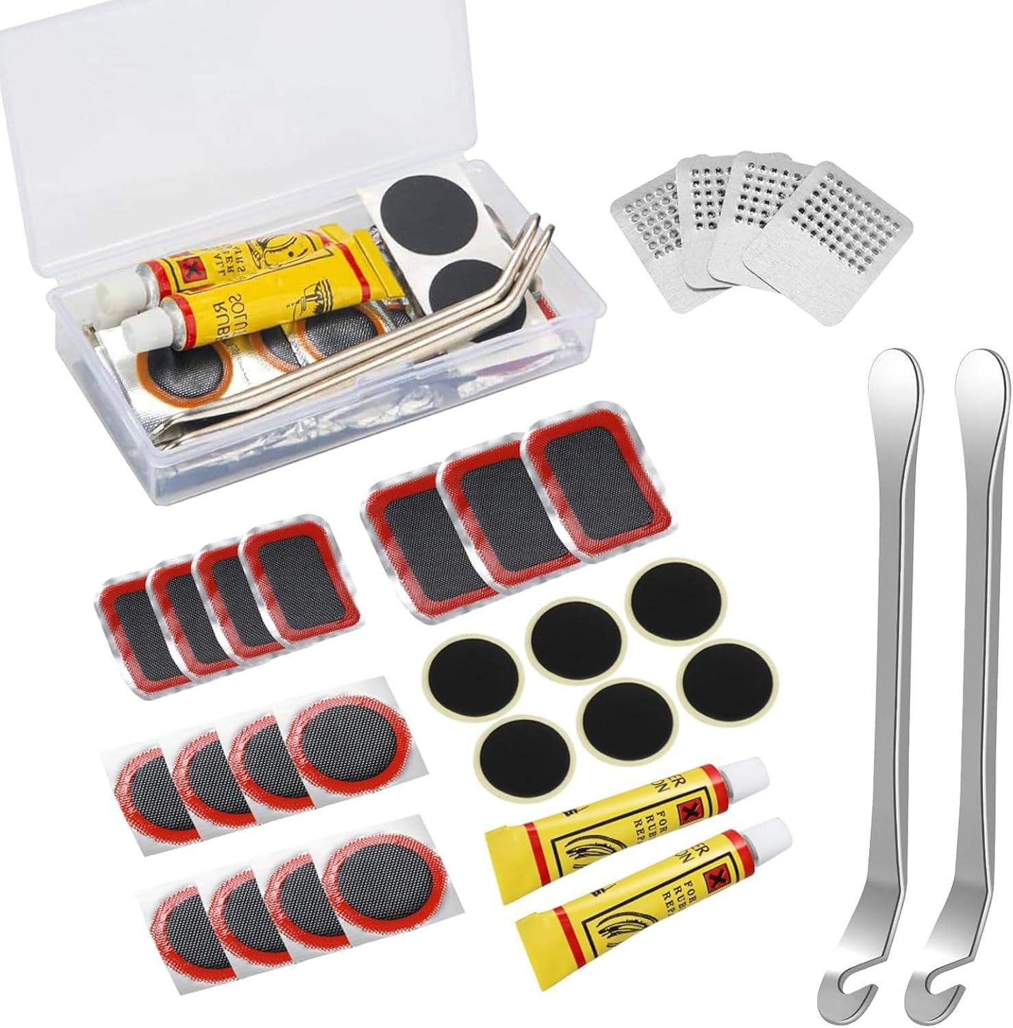 Bicycle Repair Kit - ชุดซ่อมยางจักรยาน - เครื่องมือสำคัญสำหรับนักปั่นจักรยาน พร้อมแผ่นปะยาง, ตะไบโลหะ, คันงัดยาง