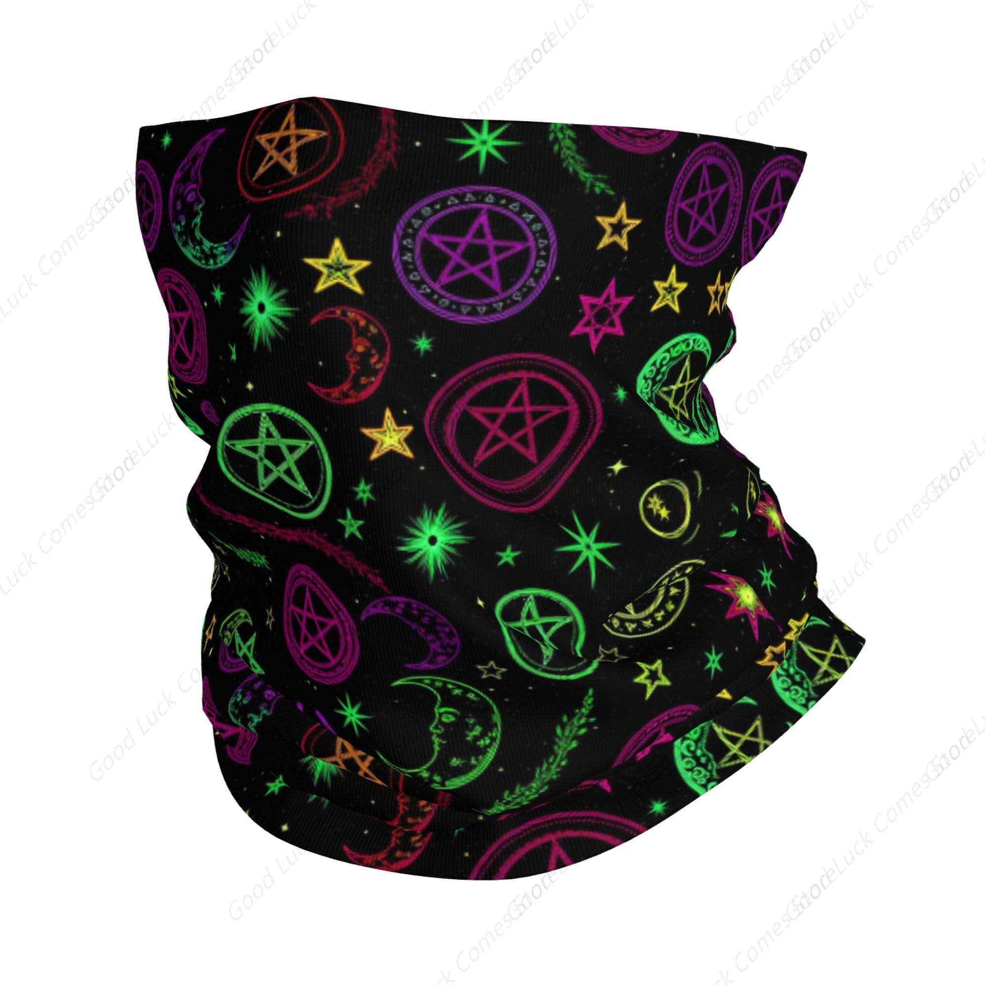 Cycling Face Mask - ผ้าคลุมหน้าผู้หญิงผู้ชาย สไตล์โกธิค ลายแปลกตา สีม่วง ลายพระอาทิตย์พระจันทร์ ลายเวทมนตร์