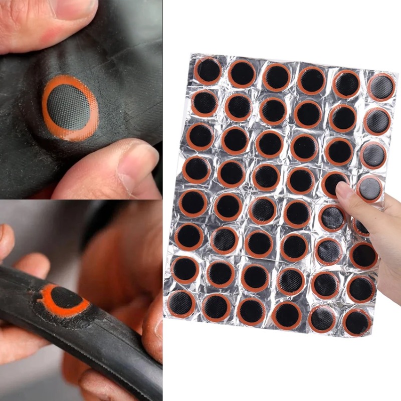 Bicycle Repair Kit - 48 ชิ้นยางเจาะแพทช์จักรยานยางยางซ่อมรอบแพทช์ชุดไม่มีกาวจักรยานด้านในเจาะซ่อมเครื่องมือ