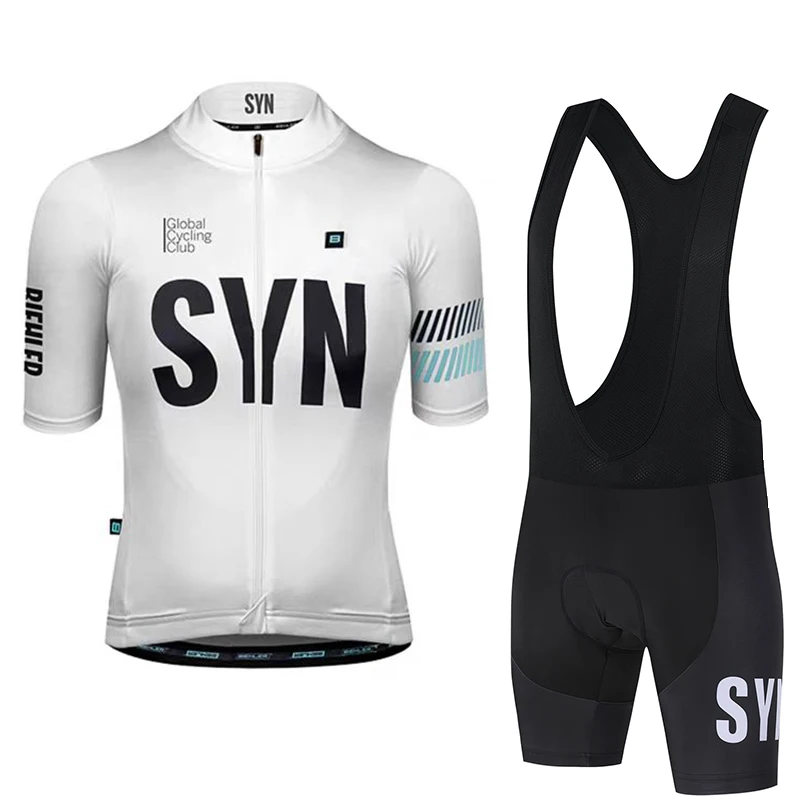 Cycling Gear Logo - ชุดจักรยานผู้ชาย SYN สำหรับฤดูร้อน เสื้อปั่นจักรยานแบบสปอร์ต กางเกงปั่นจักรยานแบบมีสายรัดเอว ชุดปั่นจักรยาน