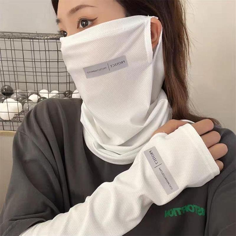 Cycling Face Mask - ชุดป้องกันแสงแดดไอซ์ซิลค์*หน้ากาก+ปลอกแขน ระบายอากาศได้ดี สำหรับปั่นจักรยาน/ตกปลา กีฬากลางแจ้งในฤดูร้อน