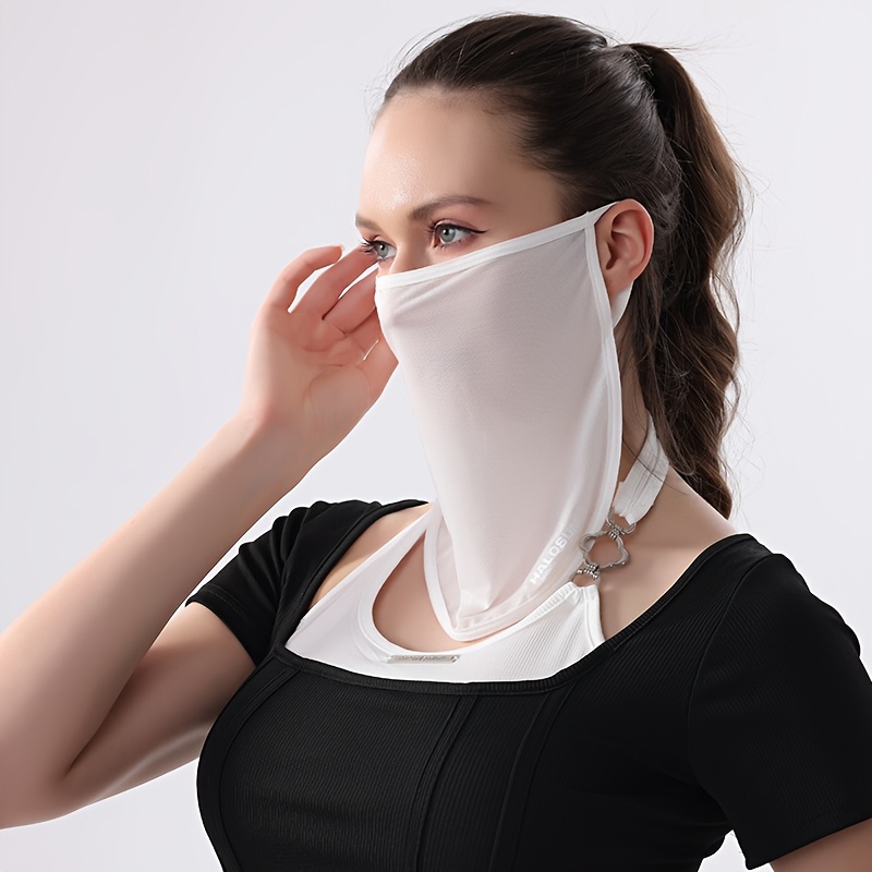 Cycling Face Mask - หน้ากากกันแดดไอซ์ซิลค์, ผ้าคลุมคอระบายอากาศได้ดีพร้อมสายคล้องหู, ป้องกันรังสียูวีสำหรับการปั่นจักรยาน, ขับรถ และกิจกรรมกลางแจ้ง