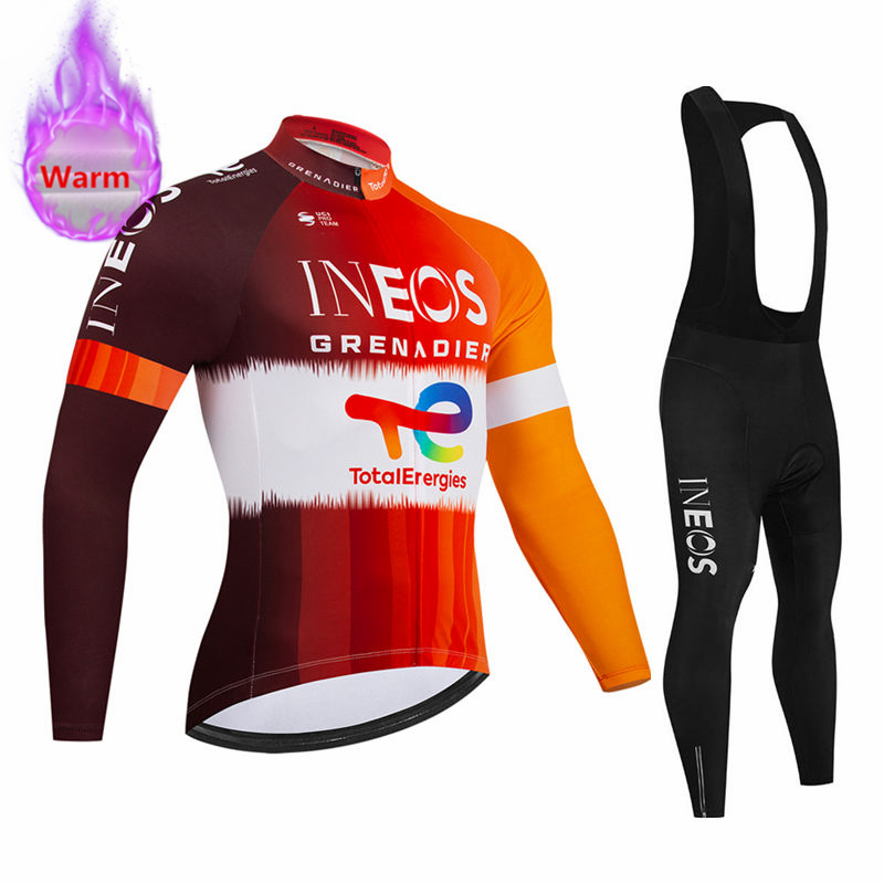Cycling Gear Sale - ชุดเสื้อปั่นจักรยานแขนยาวกันหนาวพร้อมกางเกงเอี๊ยม Ineos Team Winter สำหรับปั่นจักรยานเสือภูเขา