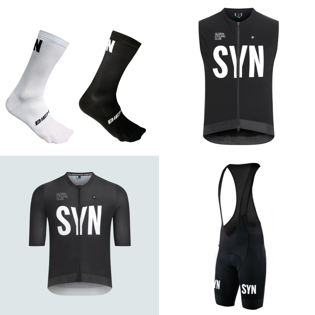 Cycling Gear Sale - ชุดปั่นจักรยานแขนสั้นสำหรับฤดูร้อน 2026 สีดำ-น้ำเงิน SYN ชุดเสื้อเจอร์ซีย์และกางเกงปั่นจักรยานแบบมีสายเอี๊ยม 4